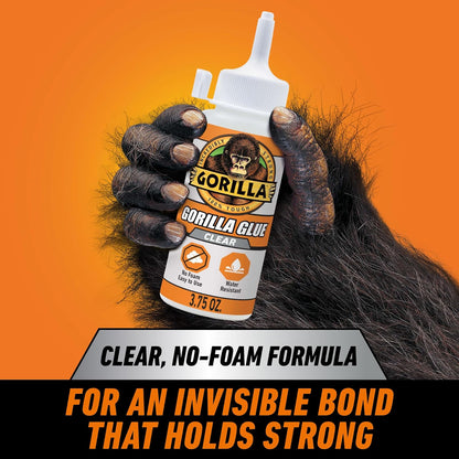 Gorilla - Pegamento transparente, botella de 3.1 onzas (paquete de 2) - Transparente, todo uso y resistente al agua