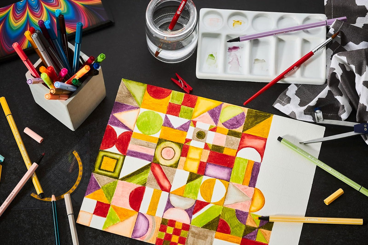 STABILO Pen 68, estuche ARTY con 30 plumines en colores surtidos | Lata de 30 colores surtidos