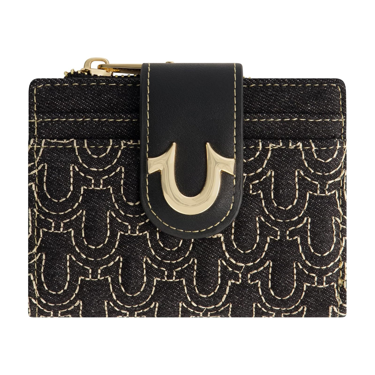 True Religion - Mini portafolios para mujer, logotipo de herradura, pequeño y compacto, negro, talla única, Negro -