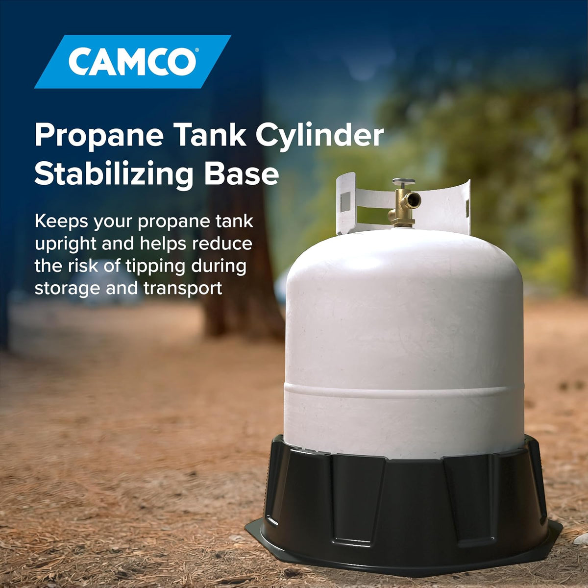 Camco 57237 Base Estabilizadora para Tanque de Propano de 20 y 30 Libras, Negro
