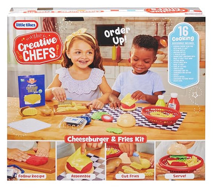 Little Tikes, Creative Chefs Kit de Hamburguesa, Juguetes de Cocina, Incluye Arena Make-It! Mix, 22 Accesorios, +3 Años
