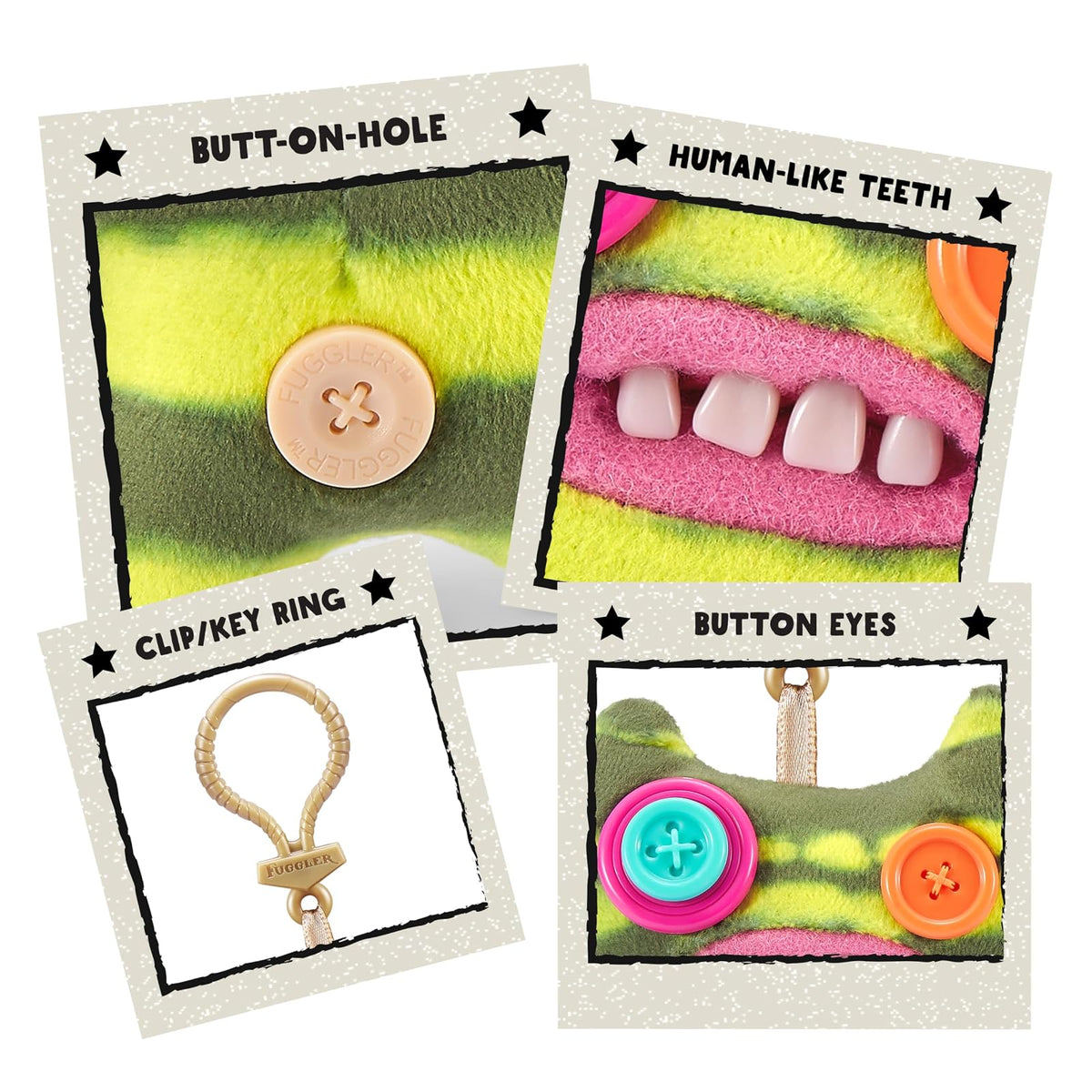 Fuggler - Llaveros serie 3 de ZURU Funny Ugly Monster, felpa, coleccionable, juguete (paquete de 3)