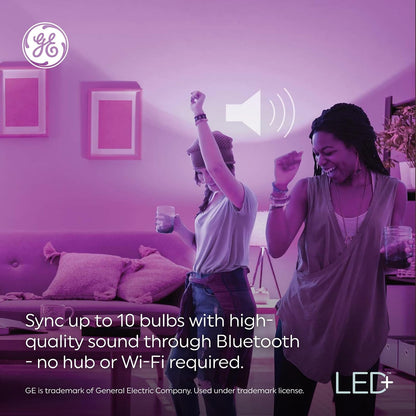 GE LED+ - foco LED para altavoz que cambia de color con mando a distancia, luz diurna y multicolor, foco estándar A21 (paquete de 1)