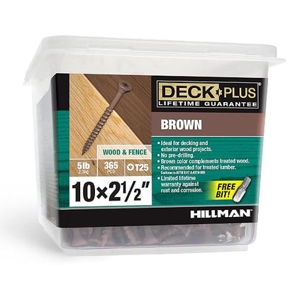 Deck Plus Tornillos de Madera Exterior Epoxi #10 x 2-1/2" | Paquete De 5 Lb, #10 X 2-1/2 Pulgadas, Drive Torx/Star, Resistentes A La Corrosión, 365 Piezas