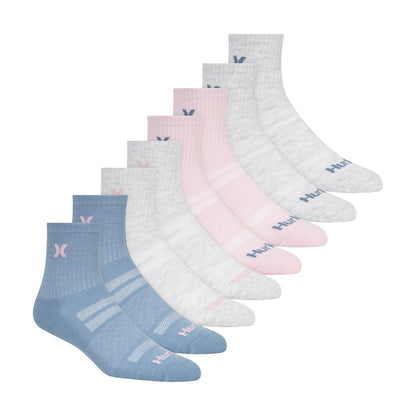 Hurley 8 Pack Sport Stretch Ultra Soft Low Crew Socks Calcetines Mujer