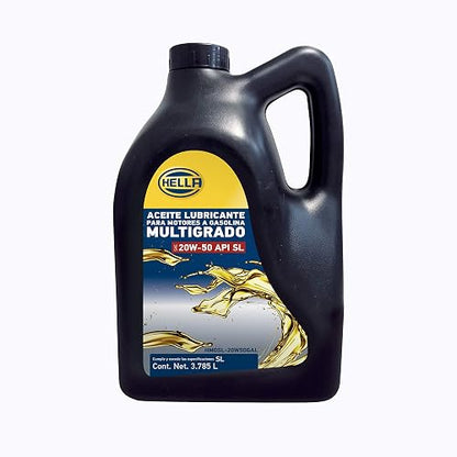 Hella Aceite para Motor a Gasolina 20W50 SL, Garrafa de 3.78 L