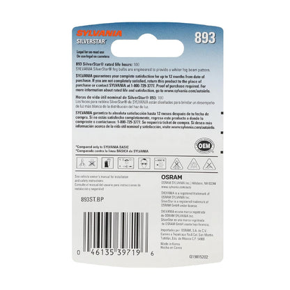 SYLVANIA 893 SilverStar High Performance Halogen Fog Bulb, (Pack of 1)
