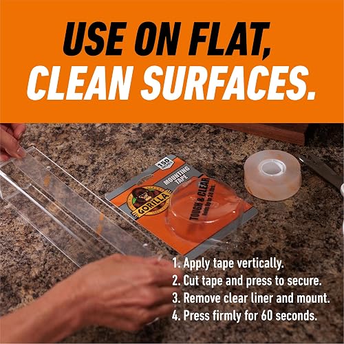 Gorilla Tough & Clear - Cinta adhesiva de montaje de doble cara, extragrande, 1 x 150 pulgadas, transparente, (paquete de 1)