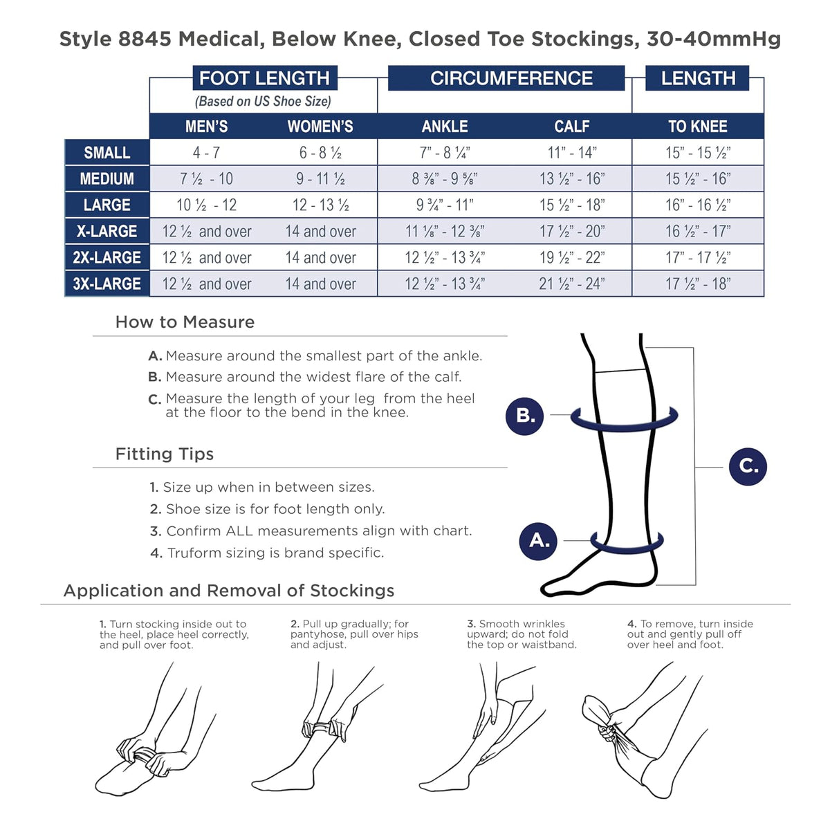 Truform Short Length, 30-40 Mmhg Compression Stockings For Men And Women, Reduced Closed Toe Beige, Medical Support Hose Unisex Adult, Large Short Length