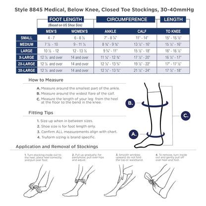 Truform Short Length, 30-40 Mmhg Compression Stockings For Men And Women, Reduced Closed Toe Beige, Medical Support Hose Unisex Adult, Large Short Length