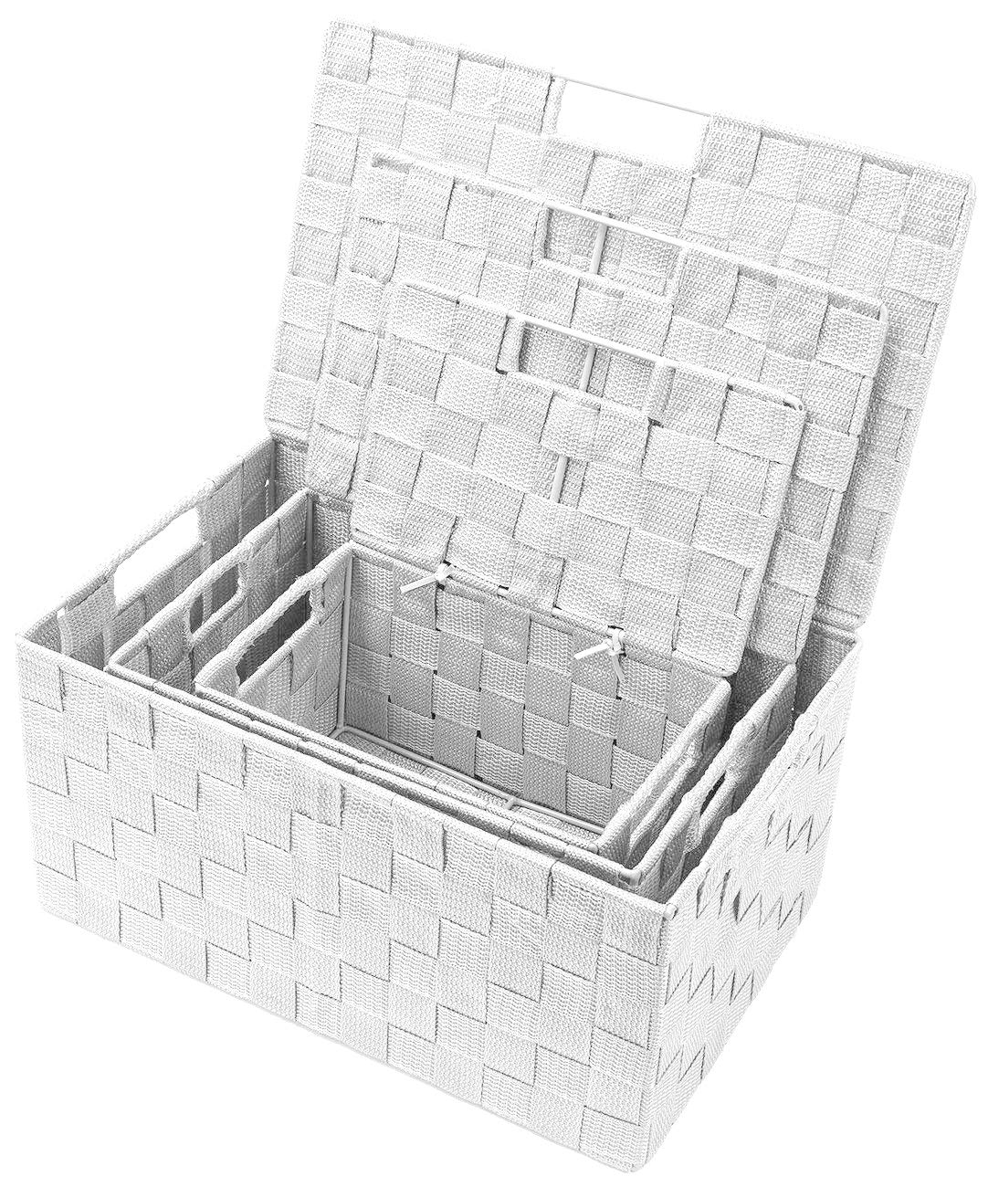 Sorbus - Juego de cesta de almacenamiento plegable con asas de transporte integradas, ideal para la organización del hogar, guardería, sala de juegos, armario, dormitorio, etc., Lid Bins - 3 Pack