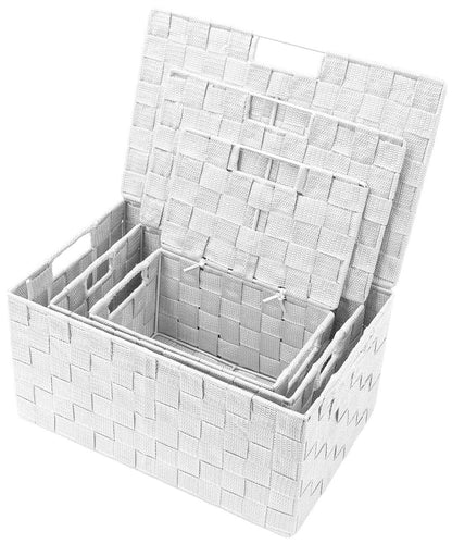 Sorbus - Juego de cesta de almacenamiento plegable con asas de transporte integradas, ideal para la organización del hogar, guardería, sala de juegos, armario, dormitorio, etc., Lid Bins - 3 Pack