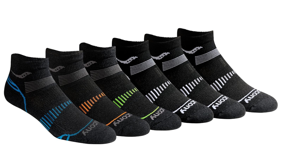 Saucony Calcetines Deportivos de Malla para Hombre Paquete de 6 Pares - G - Moda Negro (6 Pares)