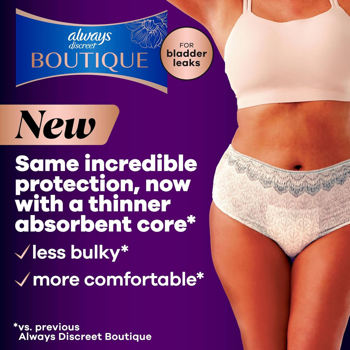 Always Discreet Boutique - Ropa interior para mujer, desechable, máxima protección, Peach versión antigua, Large