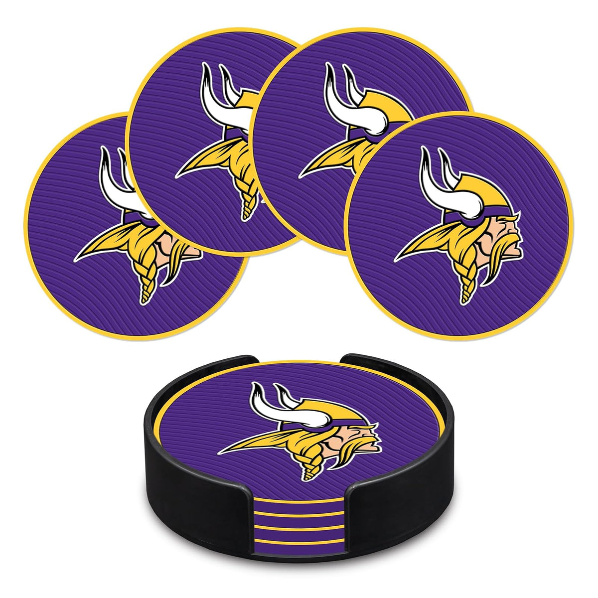 Rico Industries Juego de Posavasos NFL de PVC, Paquete de 4 - Vikingos de Minnesota
