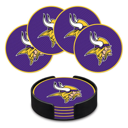 Rico Industries Juego de Posavasos NFL de PVC, Paquete de 4 - Vikingos de Minnesota
