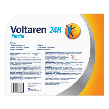 Voltaren 24h Parches, Diclofenaco 30mg, Reduce la Hinchazón e Inflamación, 3 Pack 5 Parches cada
