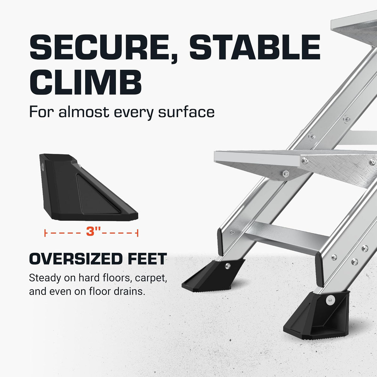 Little Giant Escaleras, escalón Jumbo, 4 Pasos, 3 pies, Taburete Escalonado, Aluminio, Tipo 1AA, clasificación de Peso de 370 Libras, (11904), Gris
