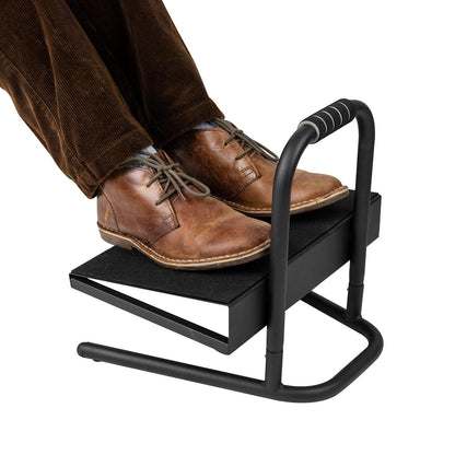 Mind Reader Foot Rest, Under Desk at Work, Ergonomic, Height Adjustable, Office, Metal, 15" L x 14.25" W x 14.5" H, Black