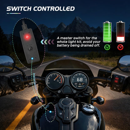 Nilight TL-35 - Luces LED RGB para Motocicleta, Impermeable, Multicolor, con Mandos a Distancia Inalámbricos RF Duales, 2 Años Garantía