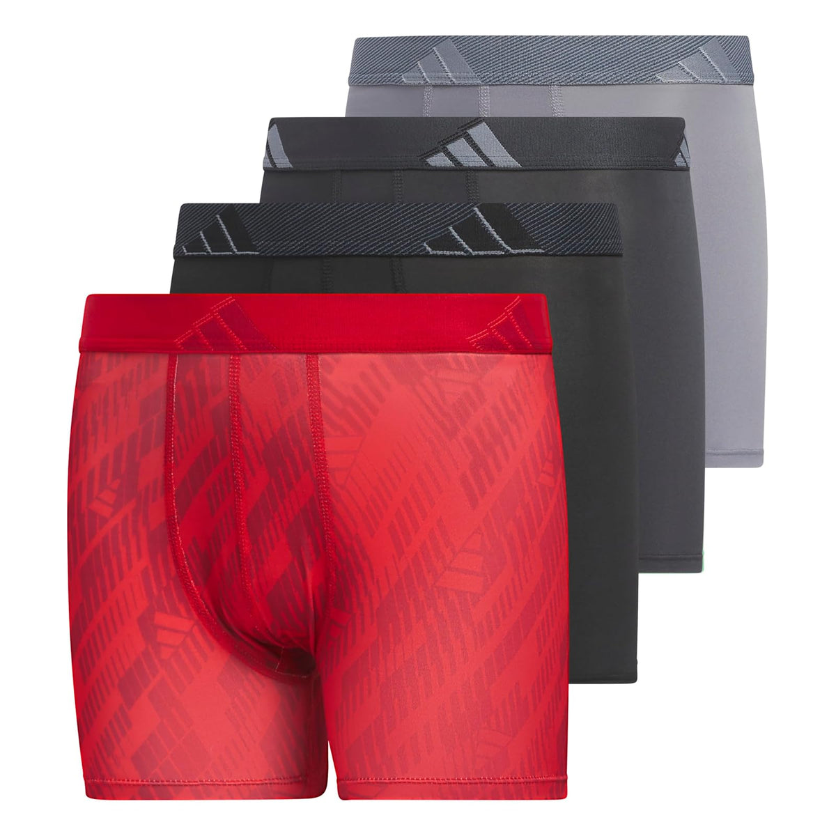 adidas - Calzoncillos tipo calzones de microfibra para jóvenes (multipaquete) para niños - Mejor escarlata - granate activo - negro - microfibra - gráfico - M
