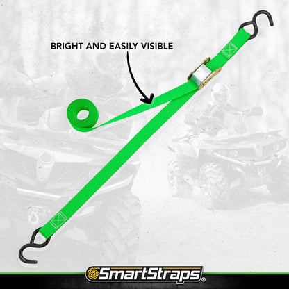 SMARTSTRAPS - Correas de Amarre de cambuckle de 6 pies, Paquete de 2, 0,544 | Correas de hebilla de leva de liberación rápida, carga de trabajo segura de 400 libras, lazos de amarre suaves – motos de