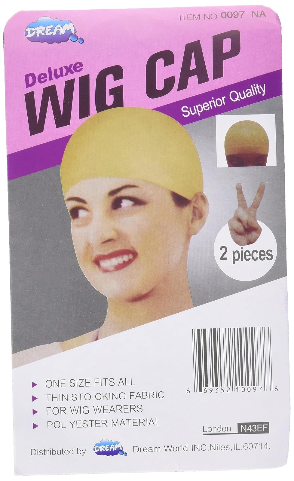 Dream Deluxe - Gorra de Peluca - Beige Nude (2 Piezas), Beige/Desnudo, x2