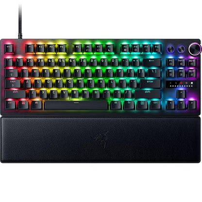 Razer Huntsman V3 Pro TKL Teclado para Esports: Interruptores Ópticos Analógicos - Snap Tap - Disparador Rápido - Activación Ajustable - Teclas Multimedia Y Dial - PBT Doubleshot - Reposamuñecas