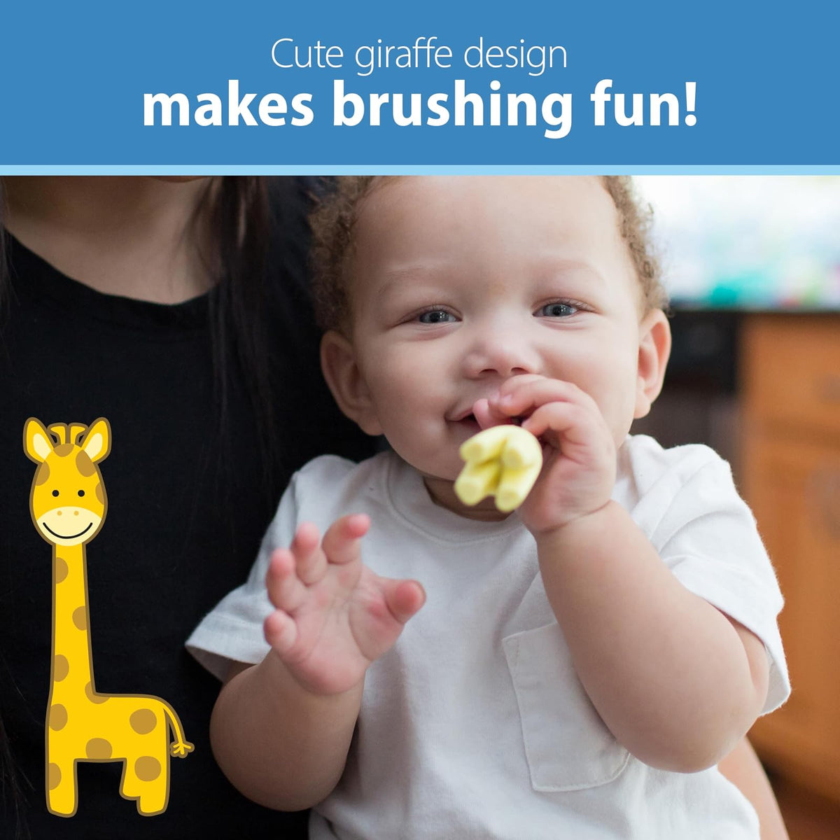 Dr. Brown's - Juego de cepillos de dientes de entrenamiento para bebés con pasta dental para bebés sin flúor, fresa, jirafa, 1.4 onzas, 0-3 años