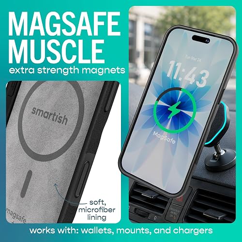 Smartish - Funda magnética para iPhone 2025 Pro MAX Gripmunk, Control de cámara, Color Negro