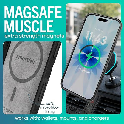 Smartish - Funda magnética para iPhone 2025 Pro MAX Gripmunk, Control de cámara, Color Negro