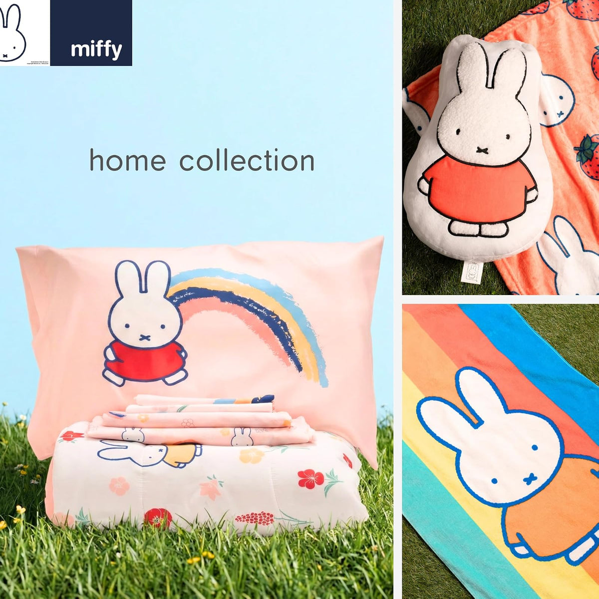 Franco Collectibles - Juego de Ropa de Cama Miffy, tamaño matrimonial, 7 Piezas, edredón Reversible y Esponjoso, con Funda (Producto 100% con Licencia Oficial)