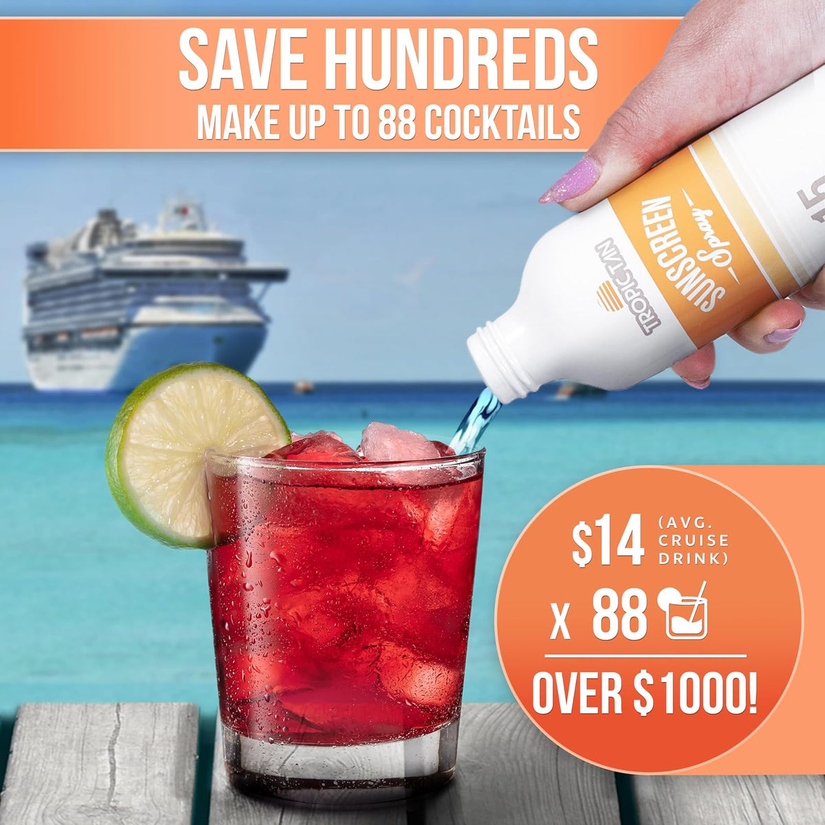 GoPong Cruise Bundle - Frascos de viaje con alcohol oculto (126 onzas en total) - Juego de 13 recipientes de licor secretos para playas, cruceros y eventos deportivos, incluye embudo y boquilla