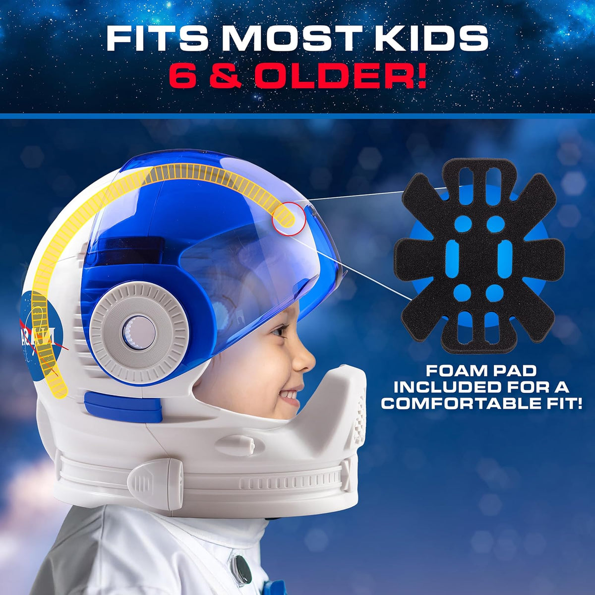 Casco de astronauta de la NASA de mármol azul, accesorio de disfraz de Halloween, casco espacial portátil para disfraz de astronauta para niños, hoja adhesiva, accesorio de Halloween para niños y