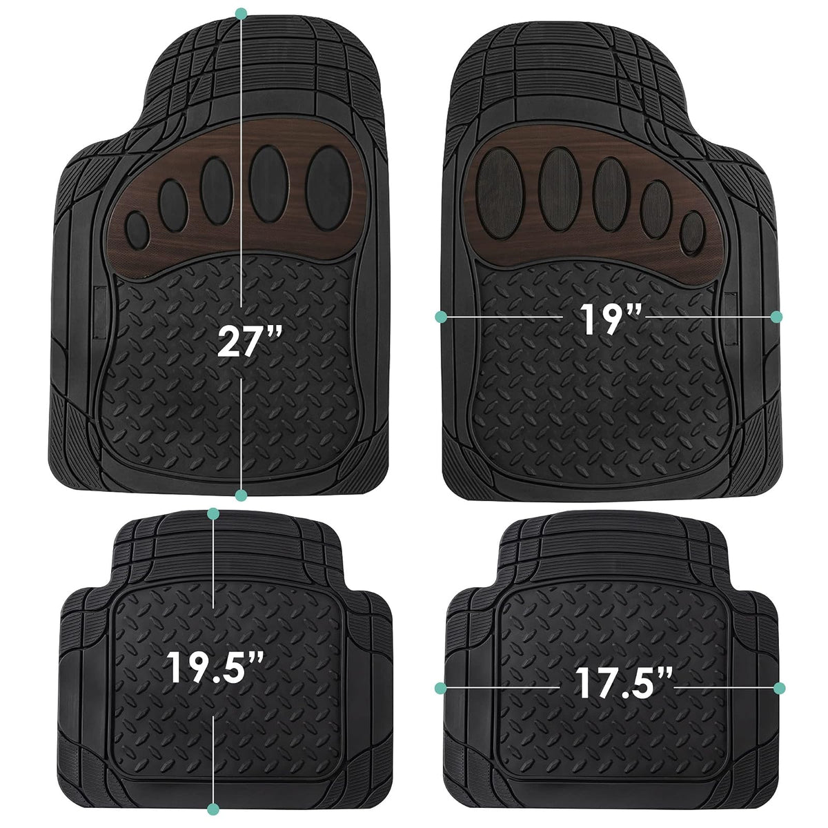 FH Group - Alfombrillas para automóvil de Ajuste Universal, Resistentes al Clima para Todo Tipo de Clima, Goma Resistente para la mayoría de Automóviles, SUV y Camiones, con diseño de Huellas, Juego