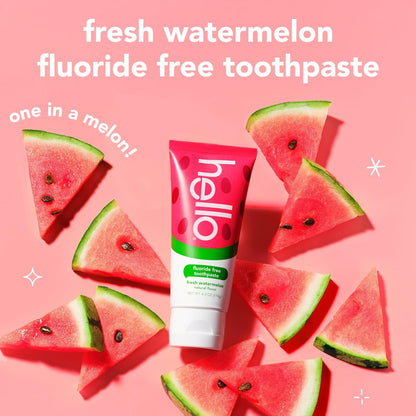Hello Oral Care Kids Fluoride Free and SLS Free Toothpaste, Natural Watermelon, 4.2 Ounce