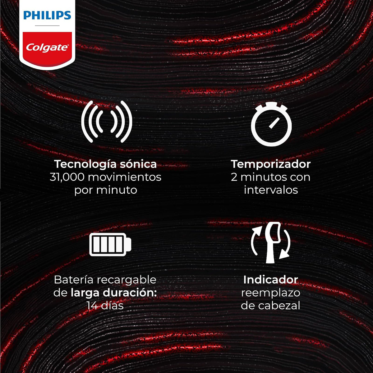 Cepillo de Dientes Eléctrico Philips Colgate SonicPro 40 2 pack | Remueve 600% Más Placa y Mejora de la Salud de las Encías, 62.000 Movimientos por Minuto, 2 Modos de Cepillado