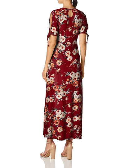 Star Vixen Maxi Vestido de Manga Corta, con Abertura en la Espalda, con Costura de Patinador. Vestido para Mujer