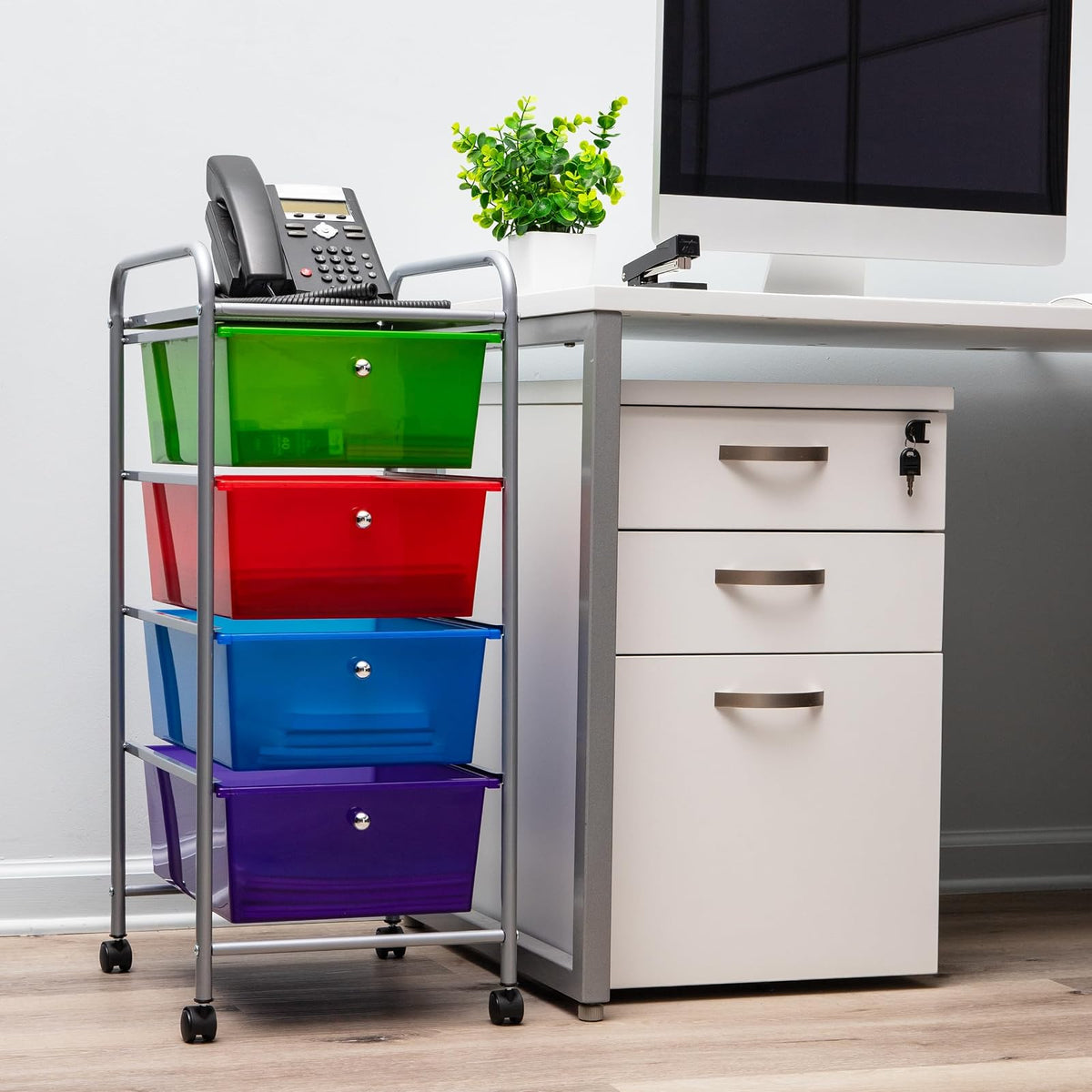 Mind Reader Carrito rodante de Almacenamiento con cajones, Multicolor, 1, 1