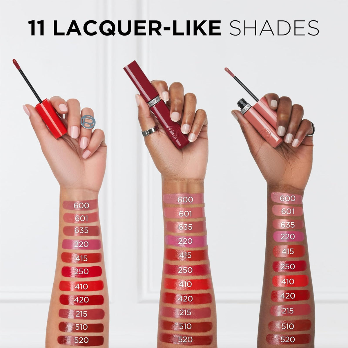 L'Oréal Paris Infallible Laque Resistance, Labial Líquido con Acabado Brillante, Brillo Instantáneo y Color de Larga Duración Hasta por 16h, Tono Berry Bordeaux 520