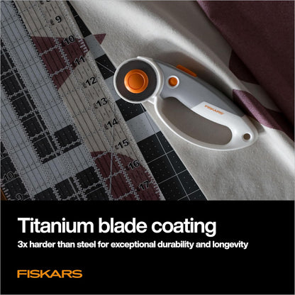 Fiskars - Cortador Rotativo de Bucle, Titanio, 45 mm, Mango de Agarre Suave