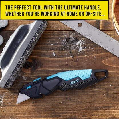Zoid Cuchillo de Utilidad Ajustable 3 en 1 | Contorneado, agarre TraX-Grip, hoja extensible, mosquetón, 5 cuchillas incluidas