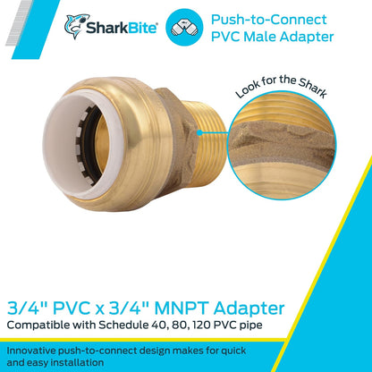 Shatg #Sharkbite - Conector macho de 1/2" de PVC x 1/2" Mnpt, 1.9 cm, N/A