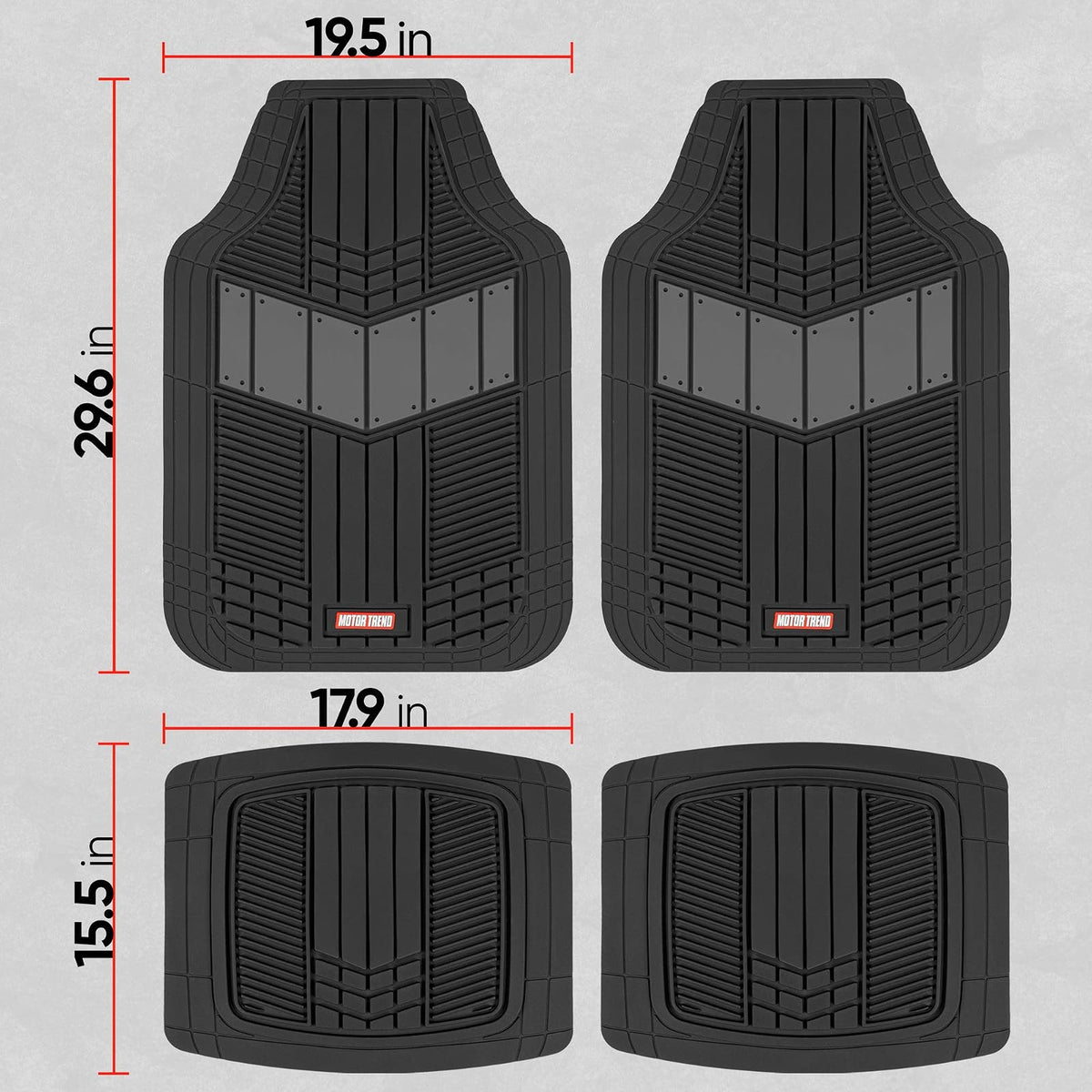Motor Trend DualFlex™ - Alfombrillas de Goma Impermeables para Todo Tipo de Clima, 4 Piezas Deportivas con diseño de Dos Tonos para Automóvil, Todoterreno y Camiones, Protector de Alfombra de Automóvil