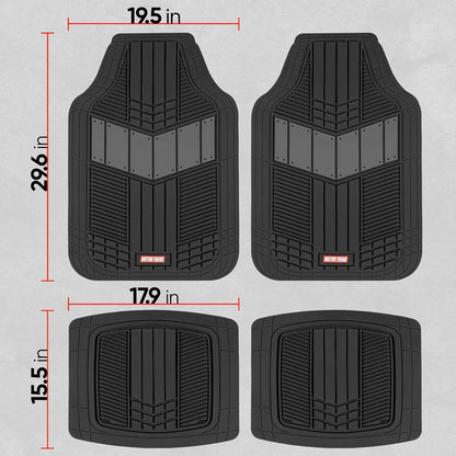 Motor Trend DualFlex™ - Alfombrillas de Goma Impermeables para Todo Tipo de Clima, 4 Piezas Deportivas con diseño de Dos Tonos para Automóvil, Todoterreno y Camiones, Protector de Alfombra de Automóvil
