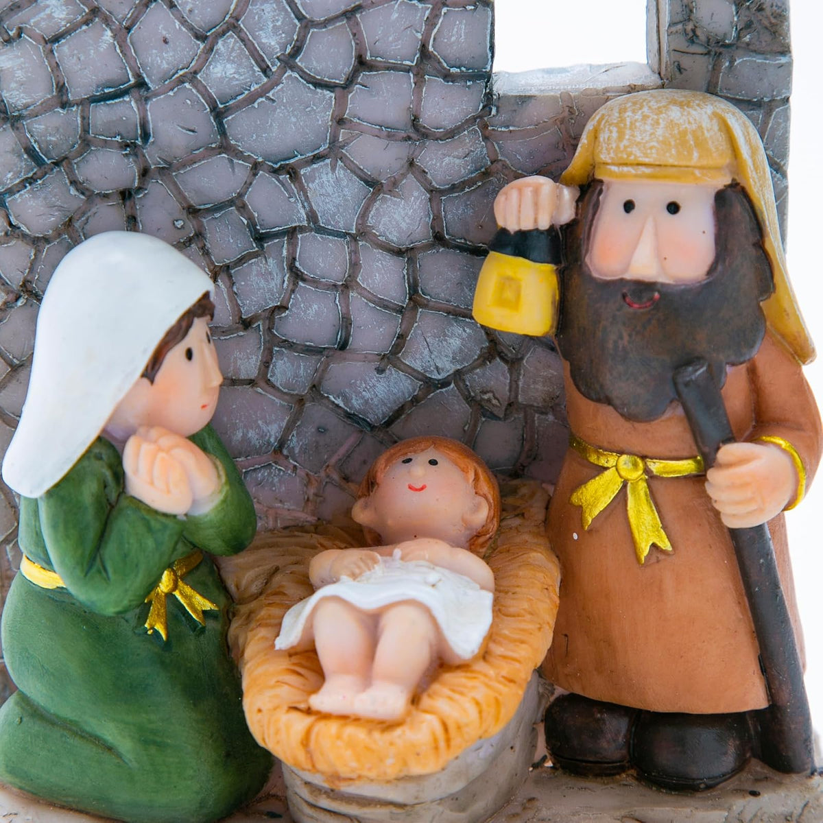 Running Nacimiento Navideño Infantil | Misterio con Portal y Piedras | Decoración de Navidad | Hecho de Poliresina | Tamaño 17 cm