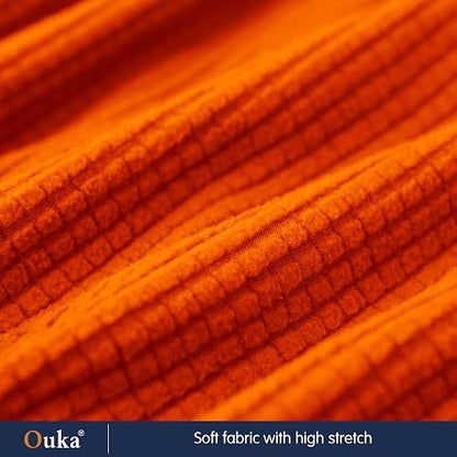 Ouka - Funda de cojín elástica para sofá, Protector de cojín Reversible, Protector de cojín Suave para sillón, sofá de Dos plazas (S, Naranja)