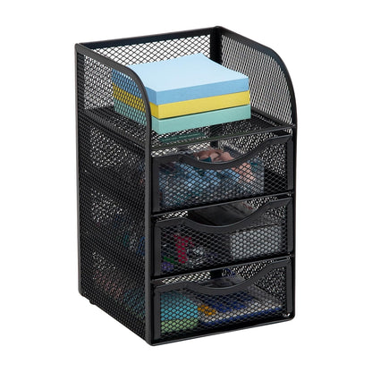 Betesh Mind Reader Desktop Accessory Storage, Paper Binder Clip Basket, Workspace, Office, Metal Mesh, 4.75" L x 5" W x 8" H, Black