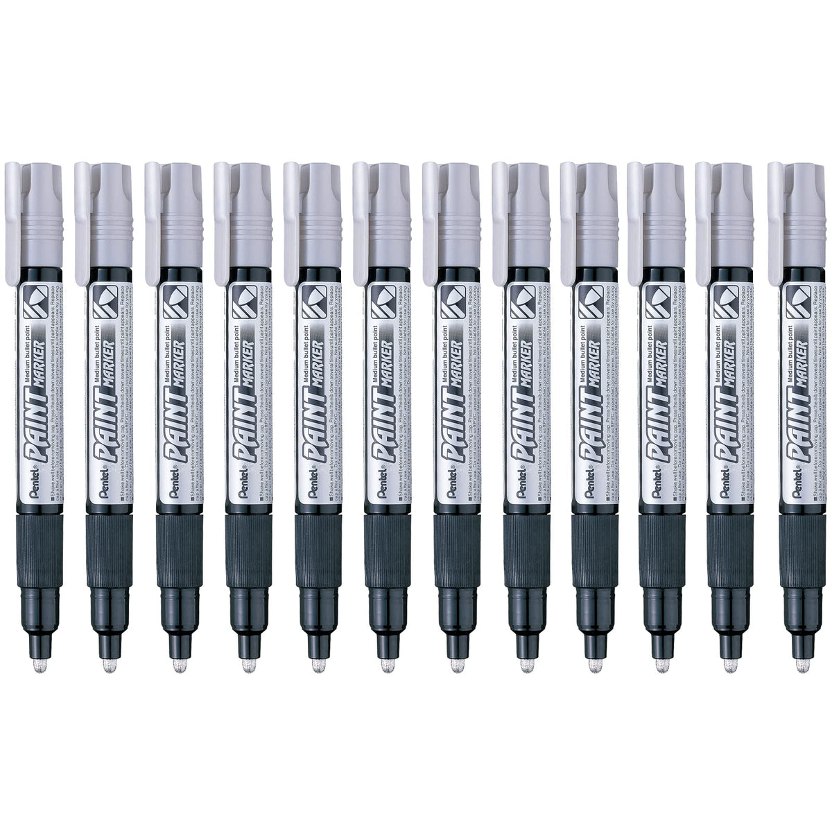 Marcador Permanente Uso Industrial Pentel Plata/12 Piezas-MMP20-Z
