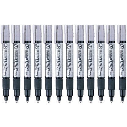 Marcador Permanente Uso Industrial Pentel Plata/12 Piezas-MMP20-Z